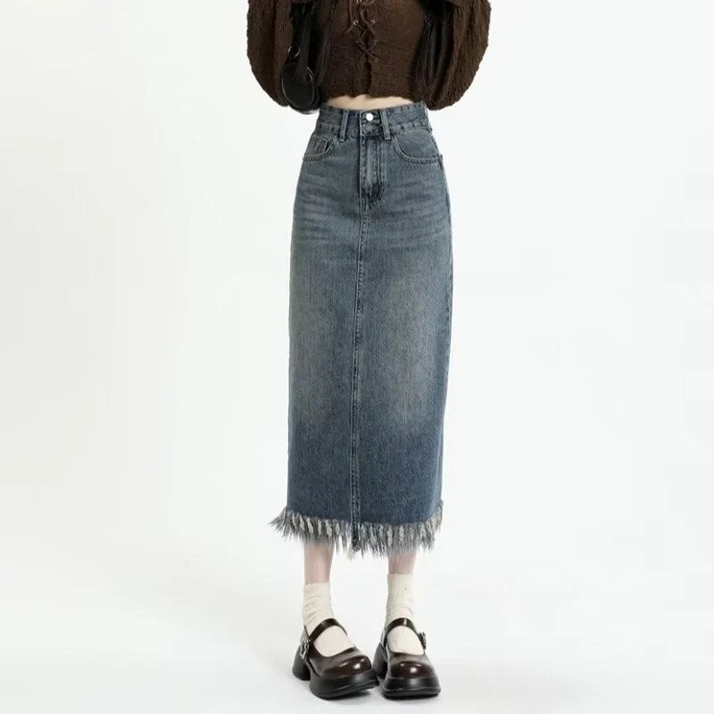 deanwangkt New Japanese Fashion INS Mid Skirt Art Simple And Lazy Temperament Trend Versatile Natural Waist Skirt For Women - Deanwangkt