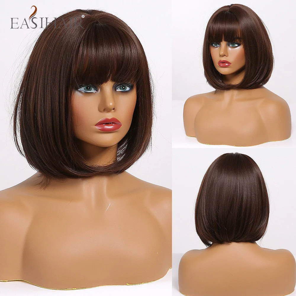 deanwangkt  Short Hair Wig With Bangs Pixie Cut Ombre Black Ash Light Blonde Synthetic Wigs For Women Cosplay Wigs Heat Resistant - Deanwangkt