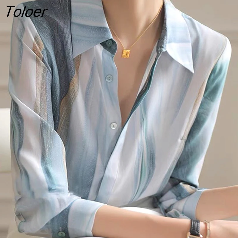 deanwangkt Elegant Chiffon Blouse Women Tops Long Sleeve Vintage Satin Blouses Women Fashion Autumn Casual Loose Silk Shirt 21808 - Deanwangkt