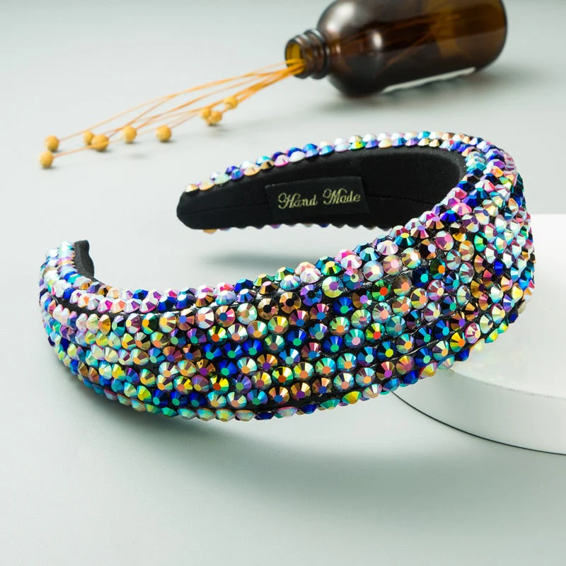 Hotsale New Bling Rhinestone Full Crystal Headbands for Women  Shiny Diamond Bedazzled Designer Tiara Baroque Headband Women - Deanwangkt