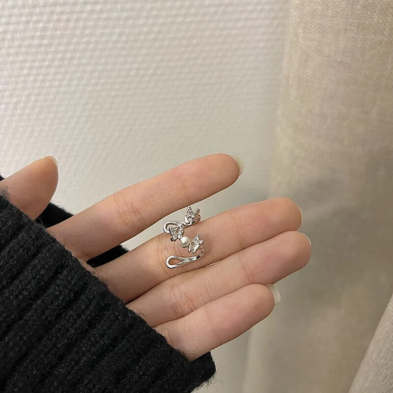 deanwangkt Fashion Design Korean Delicate Zircon Butterfly Clip Earrings Women Elegant Pearl No Piercing Cartilage Ear Jewelry - Deanwangkt