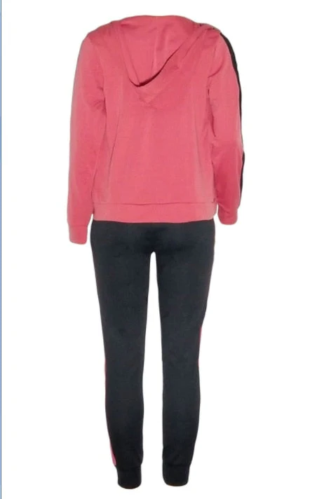 deanwangkt  Colorblock Crop Top & High Waist Pants & Hooded Coat Set Casual Women 3 Piece Set Outfits Sleeve Style Clothing Length Collar - Deanwangkt