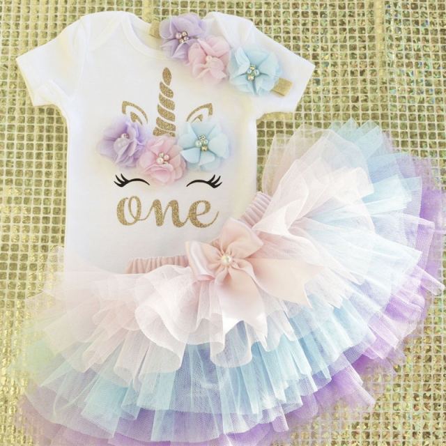 deanwangkt My Little Baby Girl First 1st Birthday Party Dress Cute Pink Tutu Cake Outfits Infant Dresses Baby Girls Baptism Clothes 0-12M - Deanwangkt