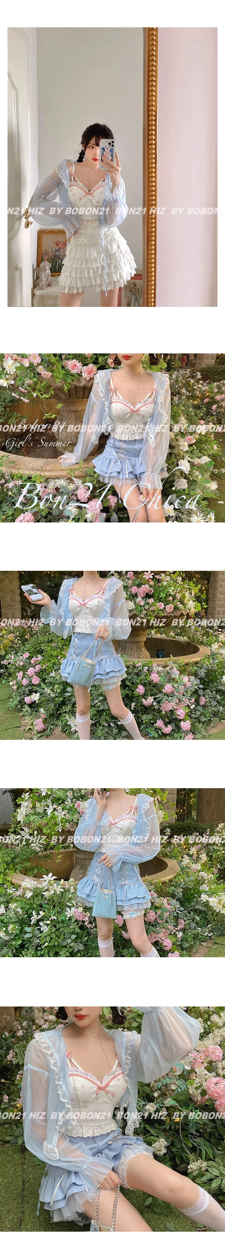 Floral Kawaii Tank Top Women Summer  White Backless Sexy Beach Sweet Cute Halter Tops Lace Print Party Korean Style Clothing - Deanwangkt