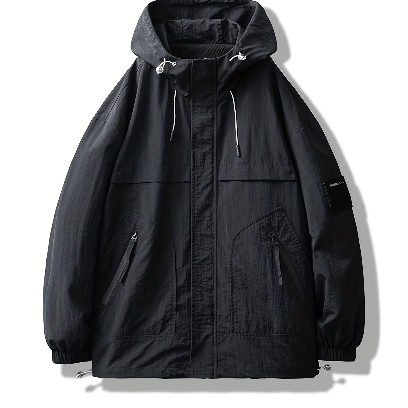 deanwangkt  Lightweight Hooded Windbreaker Jacket, Men's Casual Stand Collar Zip Up Nylon Jacket Coat For Spring Fall Outdoor Hiking Climbing Camping Cycling - Deanwangkt