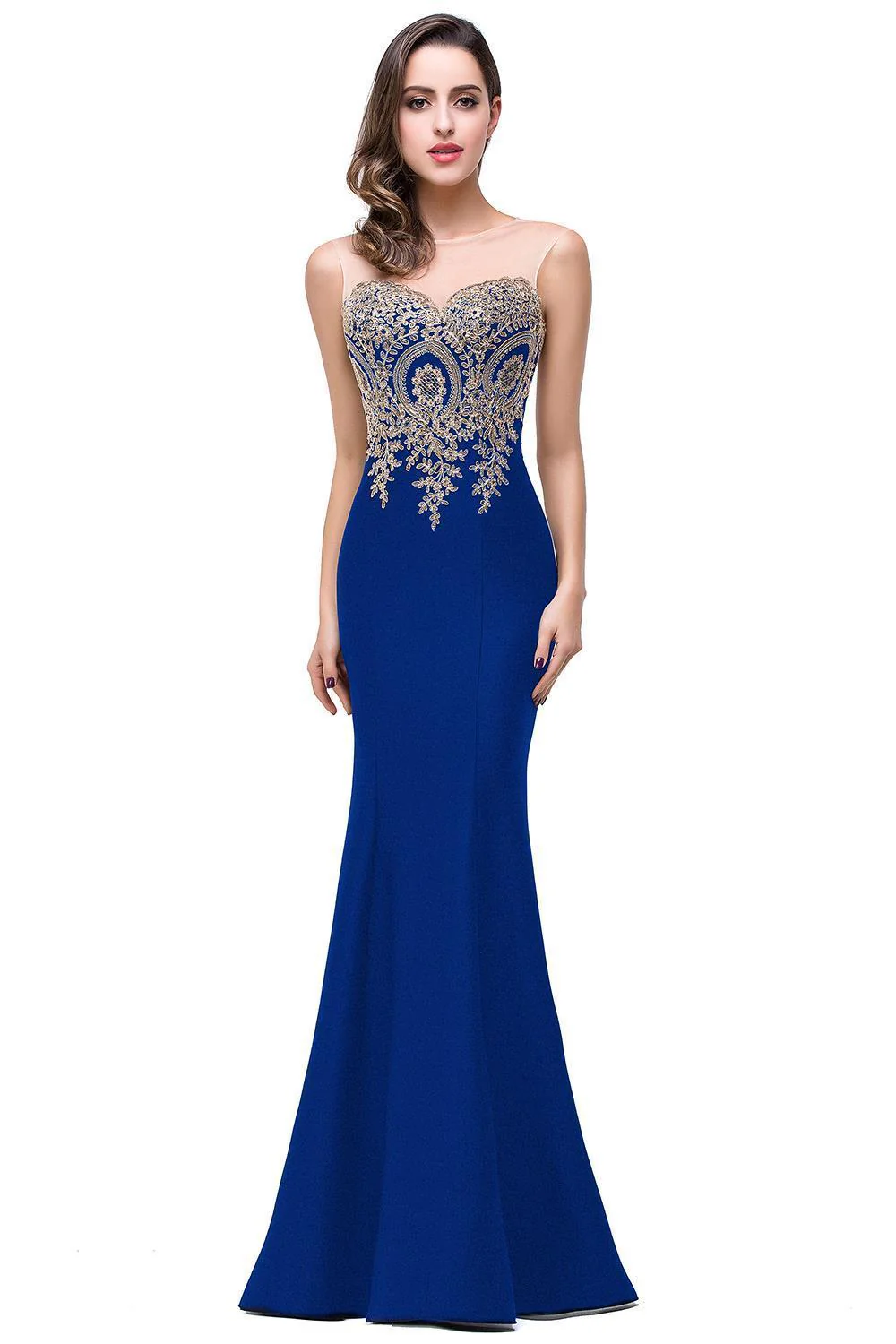 Sexy Backless Appliques Burgundy Mermaid Lace Long Prom Dresses  Royal Blue Black Evening Party Dress Vestido de Festa Longo - Deanwangkt