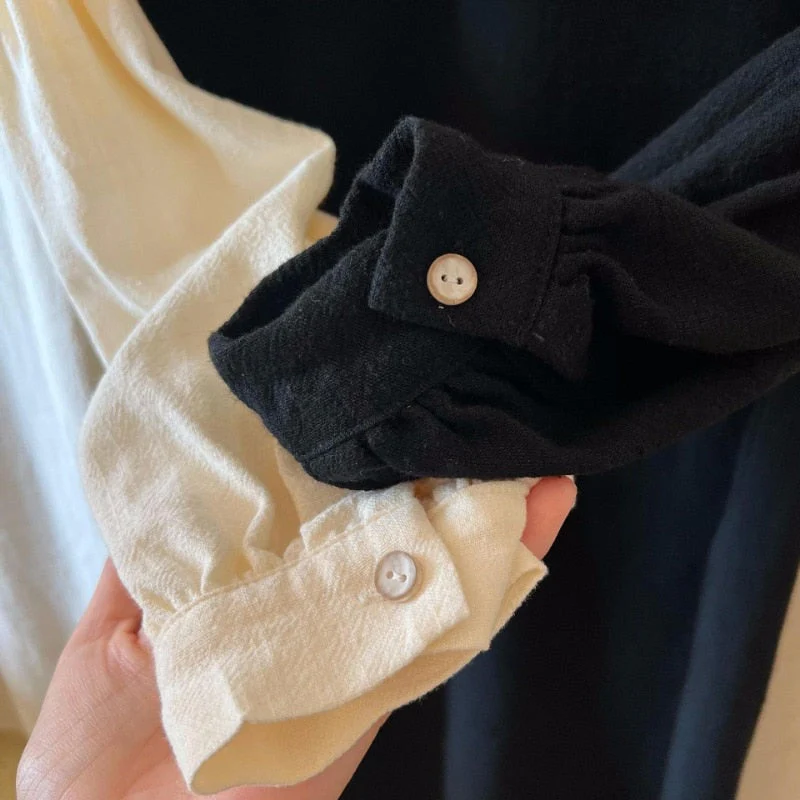 deanwangkt Fashion Autumn Kids Dress contrast color lace collar king style dresses Girls cotton loose long sleeve dress - Deanwangkt