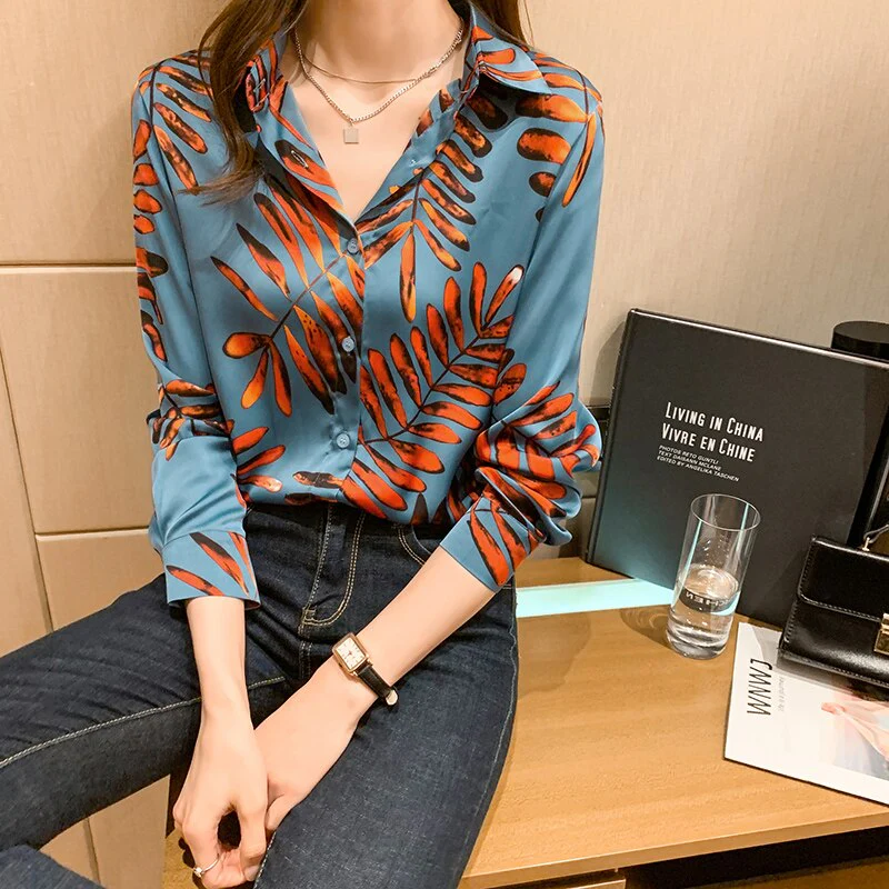 deanwangkt flower printing ladies shirts Women's Blouses  Spring Autumn Long Sleeve Shirts Tops Blusas Mujer - Deanwangkt
