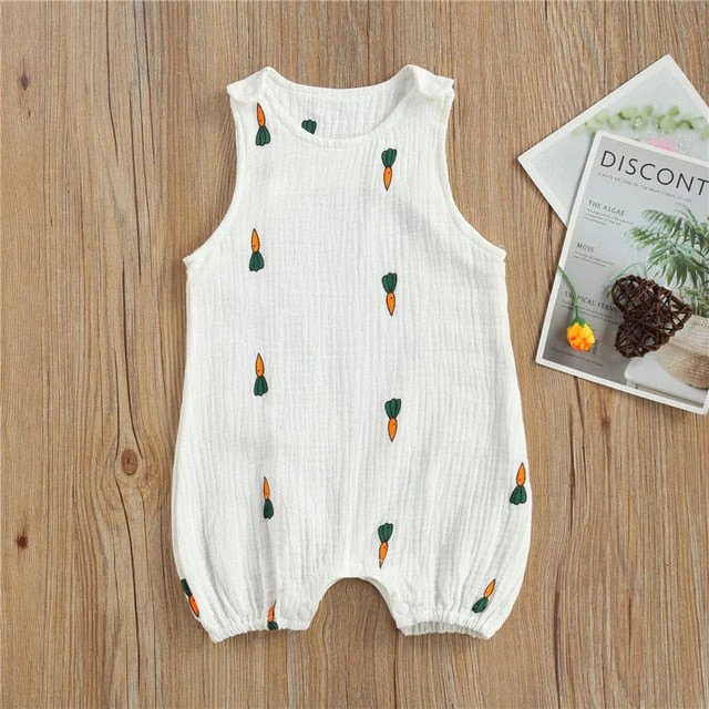 Baby Girls Romper Summer Infant Unisex Newborn Sleeveless Girls Print One-pieces Jumpsuit Baby Cotton Linen Soft Clothes Outfits - Deanwangkt