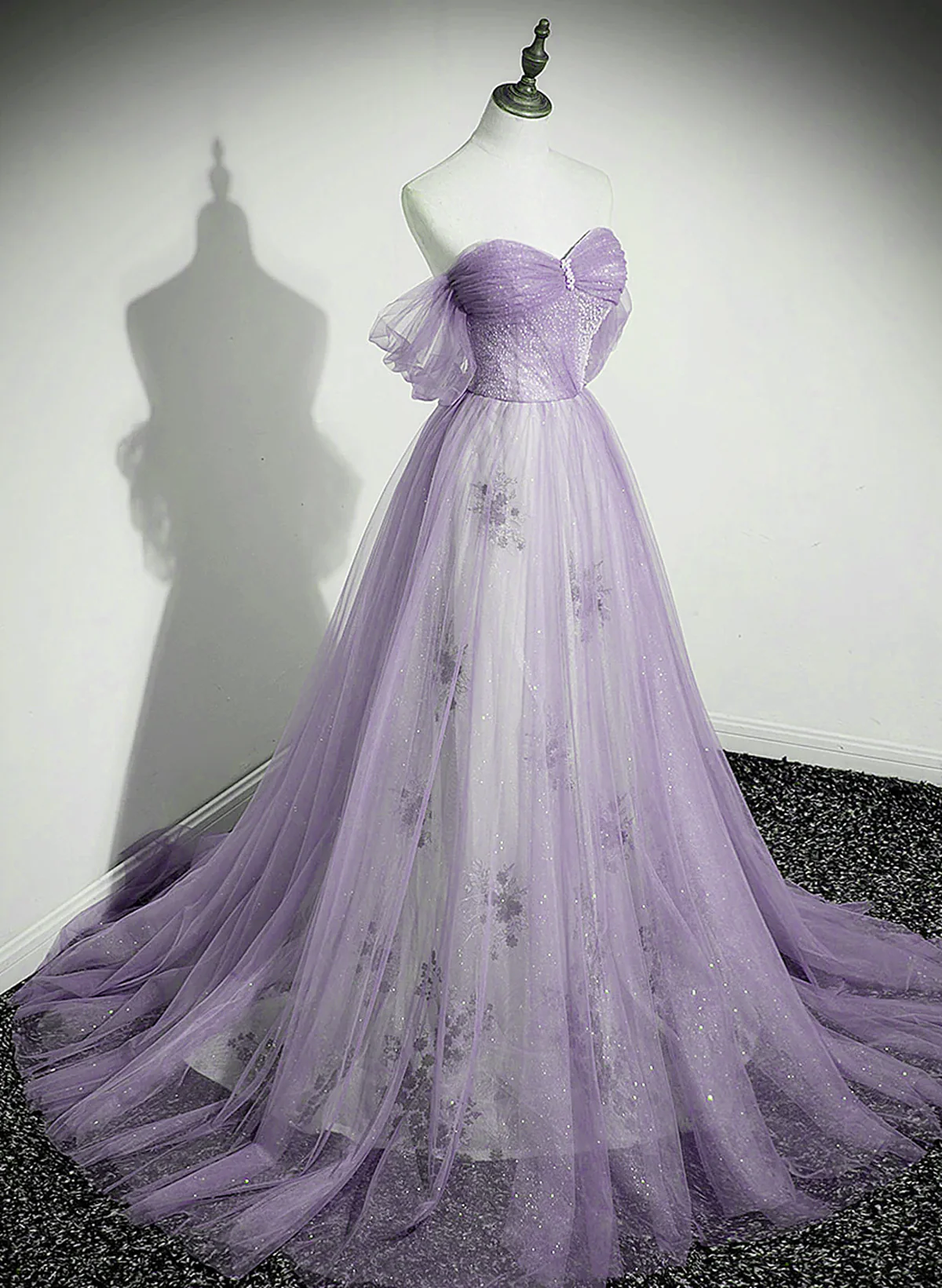 Solvbao A-line Light Purple Beaded Sweetheart Evening Dress, Light Purple Prom Dress - Deanwangkt