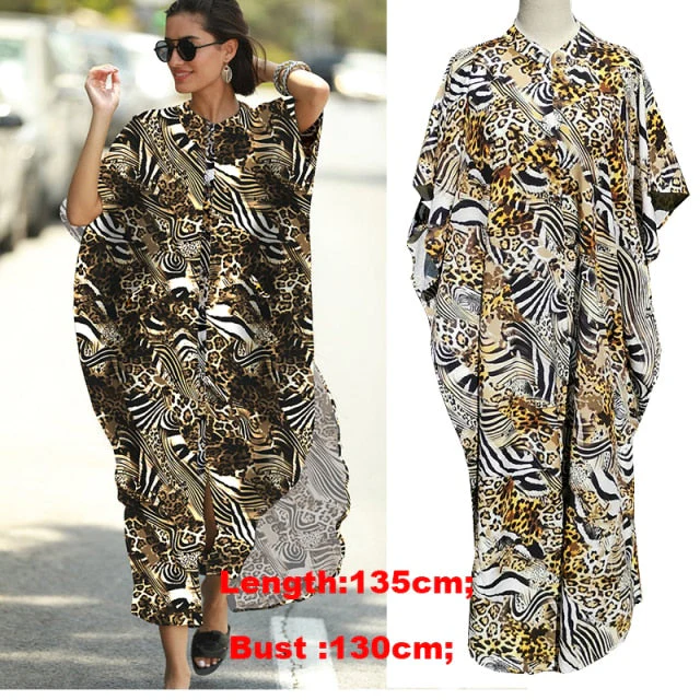 Cover-ups  Kaftan Beach Print SnakeSkin Swimsuit cover up Kimono Plage Beach Robe Femme Long Dress Sarong Dress Beachwear - Deanwangkt