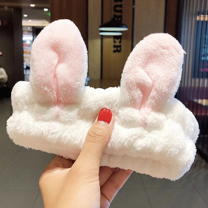 Wash Face Hair Holder Hairbands Soft Warm Coral Fleece Bow Animal Ears Headband For Women Girls Turban Fashion Hair Accessories - Deanwangkt