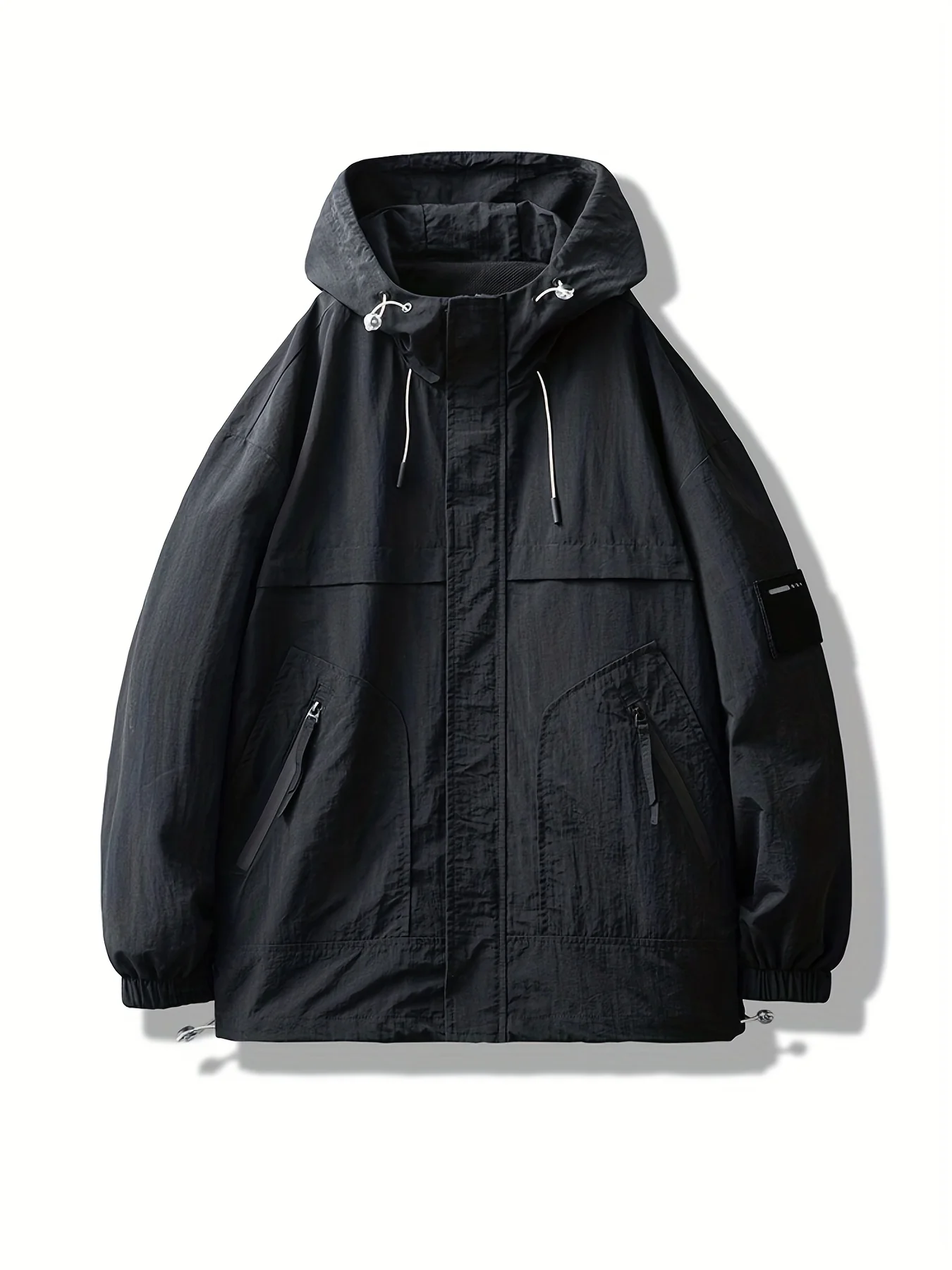 deanwangkt  Lightweight Hooded Windbreaker Jacket, Men's Casual Stand Collar Zip Up Nylon Jacket Coat For Spring Fall Outdoor Hiking Climbing Camping Cycling - Deanwangkt