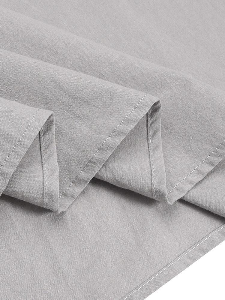 deanwangkt Casual Plain V-neck 3/4 Sleeve Women Solid Cotton Blouse - Deanwangkt