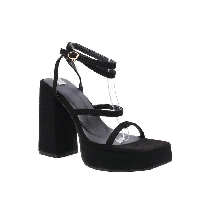 Joskka  Women Open Toe Party Wedding Hoco Shoes Summer Dress Pumps Block High Heels Ankle Cross-strap Platform Gladiator Sandals - Deanwangkt