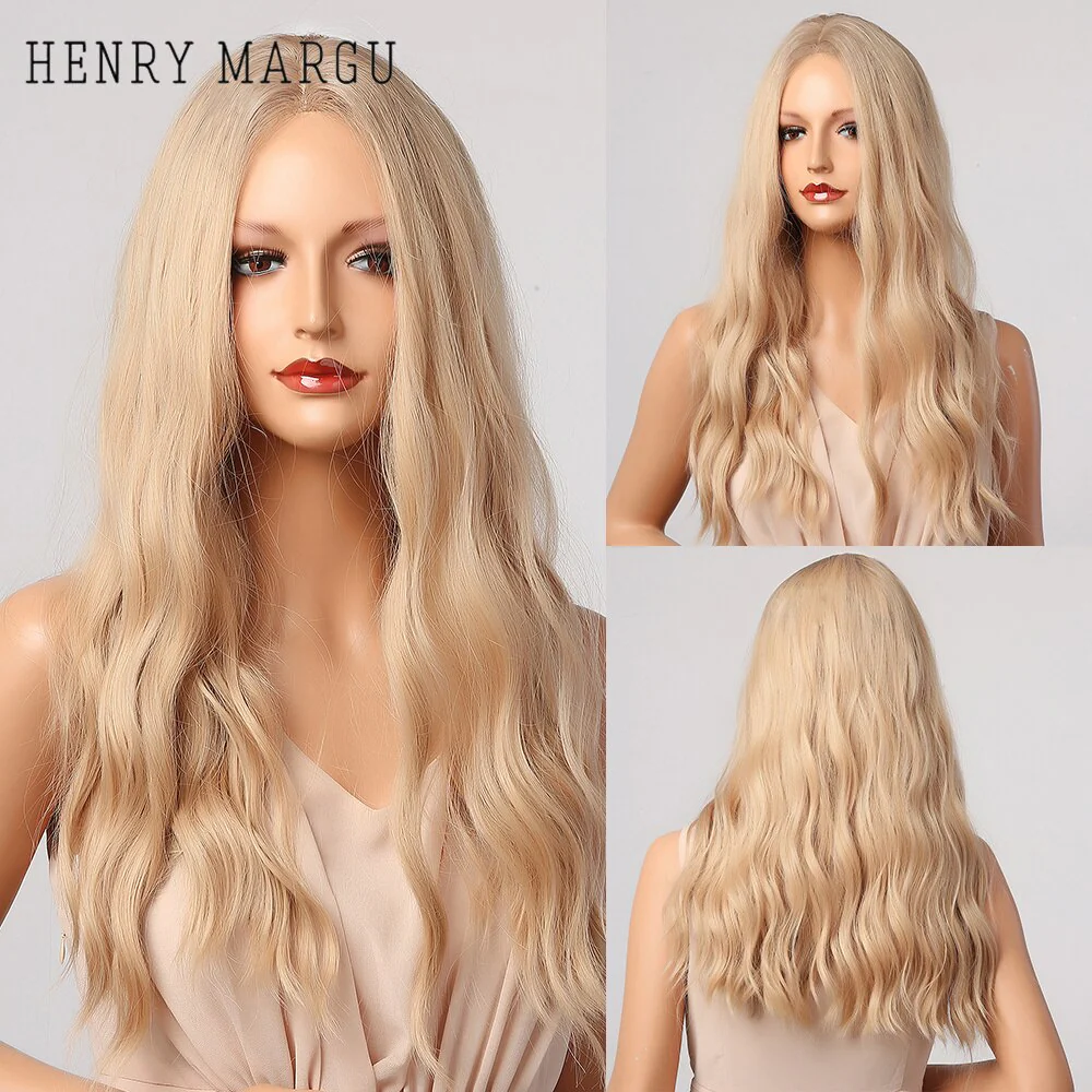 Long Ombre Brown Light Ash Platinum Blonde Wavy Wigs Cosplay Party Synthetic Wig for Women High Temperature Fibre - Deanwangkt