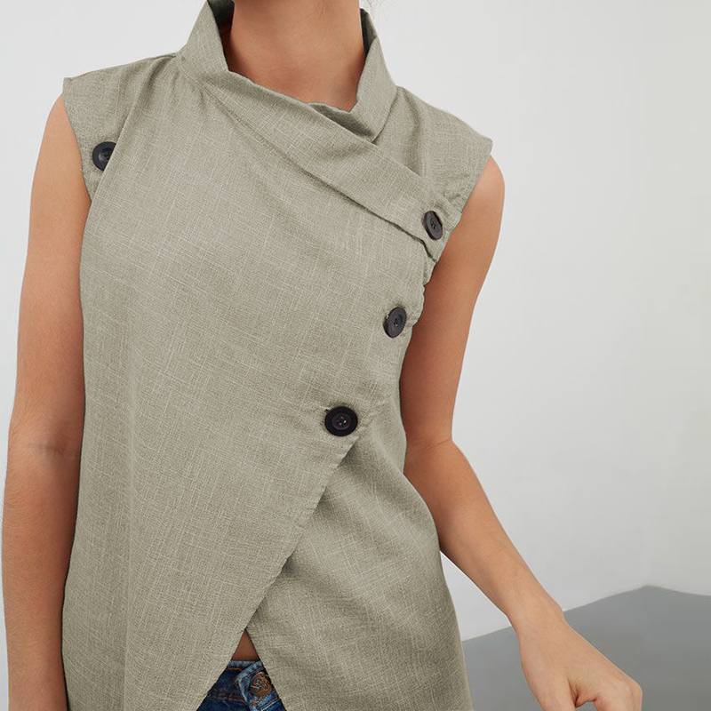 deanwangkt Celmia Women Asymmetrical Blouses  Summer Sleeveless Breathable Thin Tops Casual Chic Split Long Shirts Blusas Femmininas - Deanwangkt