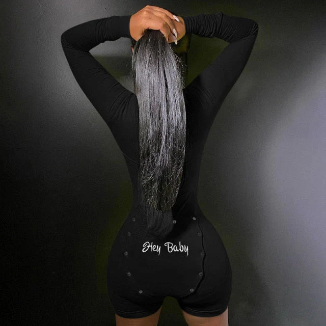 LANFIBEISI hirigin Women Autumn Winter Long Sleeve Letter Print Bodycon Sportswear Romper Playsuit Jumpsuit Fall Clothes Streetwear - Deanwangkt