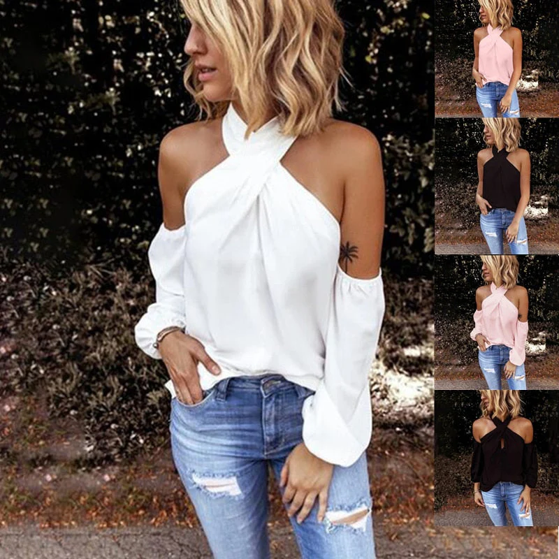 Off shoulder white blouse shirt Women bodycon blouse elegant summer sexy shirt female blusas tops & tees - Deanwangkt