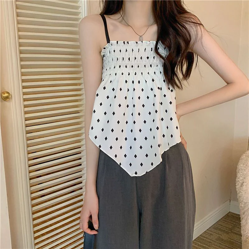 Summer Women Casual Slim Pullover Versatile Solid Bottom Camisole Tees Soft Sexy Ruched Stretch Cami Sleeveless Tank Top - Deanwangkt