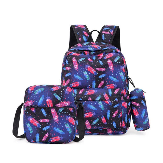 deanwangkt 3pcs/set Printing School Bags Backpacks Schoolbag Fashion Kids Lovely Backpack For Children Girls School bag Student Mochila sac - Deanwangkt