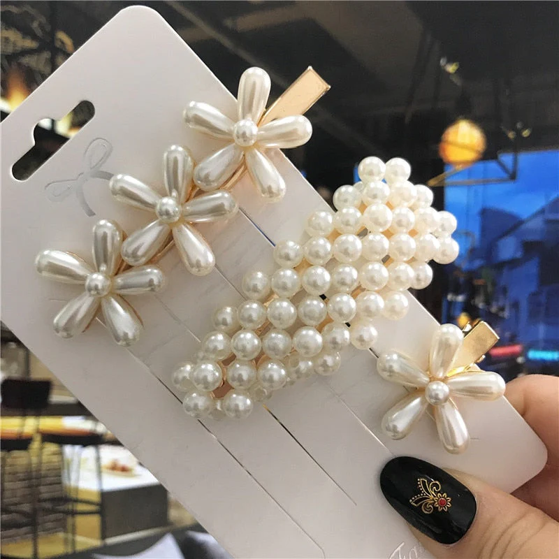 deanwangkt 6PCS Fashion Pearls Flower Chinese Hair Clips Pins For Girls Headwear Sweet Hairpins Hair Accessories Women - Deanwangkt