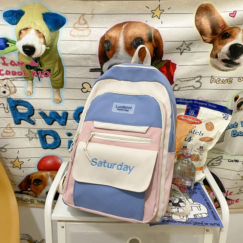 Back to school  Fashion Cute Bookbag for Teenager Girl Backpack Kawaii High School Rucksack Cotton Women Travel Mochila College Laptop - Deanwangkt