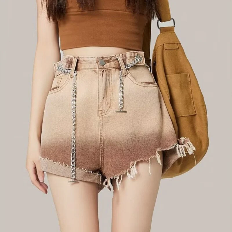 deanwangkt New Women's Thin Shorts Jeans Thin Denim Summer Versatile Water Wash Light Fashion High Waist Straight Pants - Deanwangkt