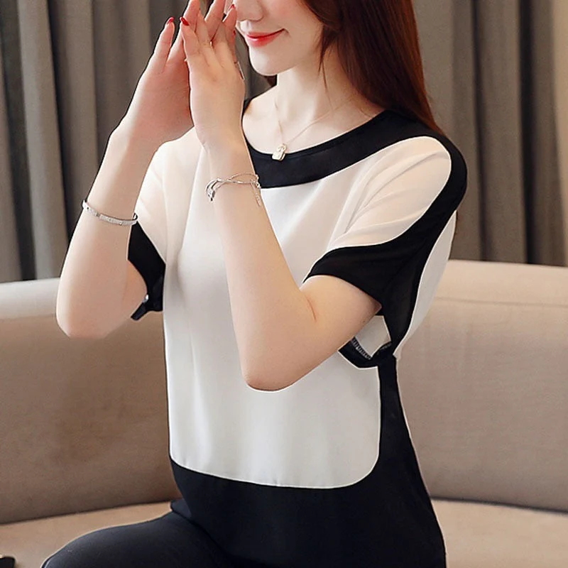 Graduation Gifts  fashion women blouses  women blouse shirt short Sleeve plus size chiffon blouse women shirts womens tops and blouses 3397 50 - Deanwangkt