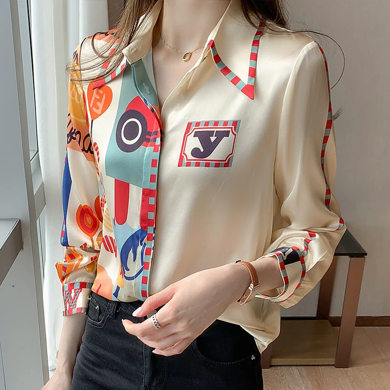 deanwangkt OL shirts Women's blouses  Summer Spring casual loose long sleeve Tops Blusas Mujer - Deanwangkt