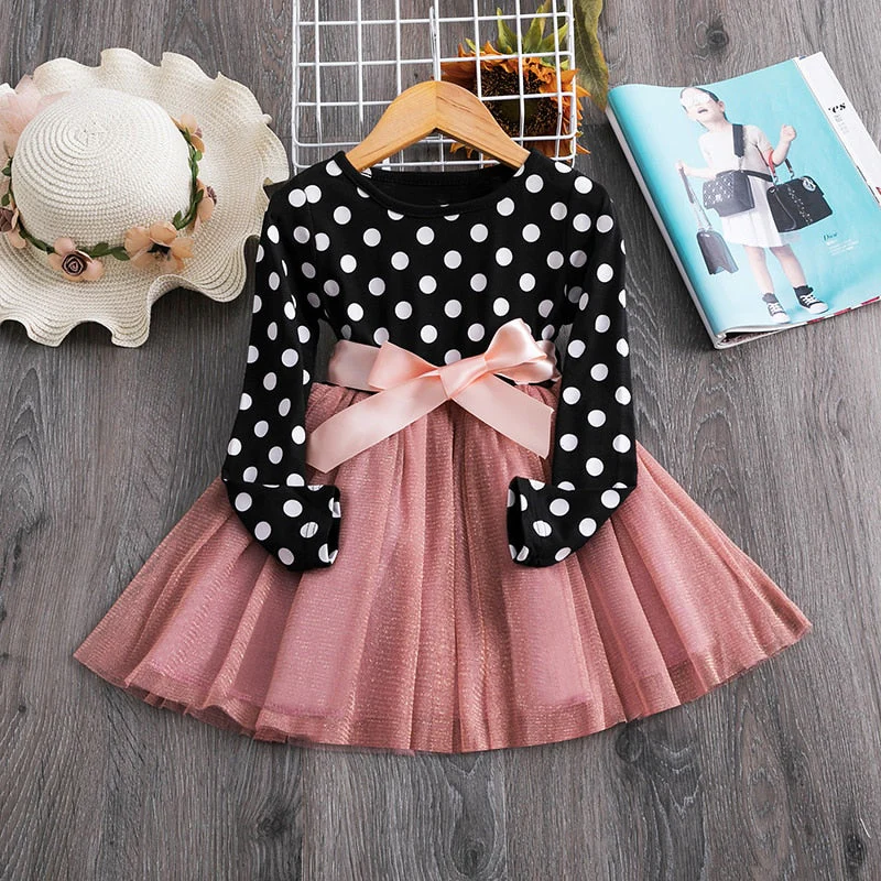 deanwangkt Elegant Flower Girls Dress Wedding Party Princess Dress Casual Kids Clothes Lace Long Sleeves Dress Children's Vestidos For 3-8T - Deanwangkt