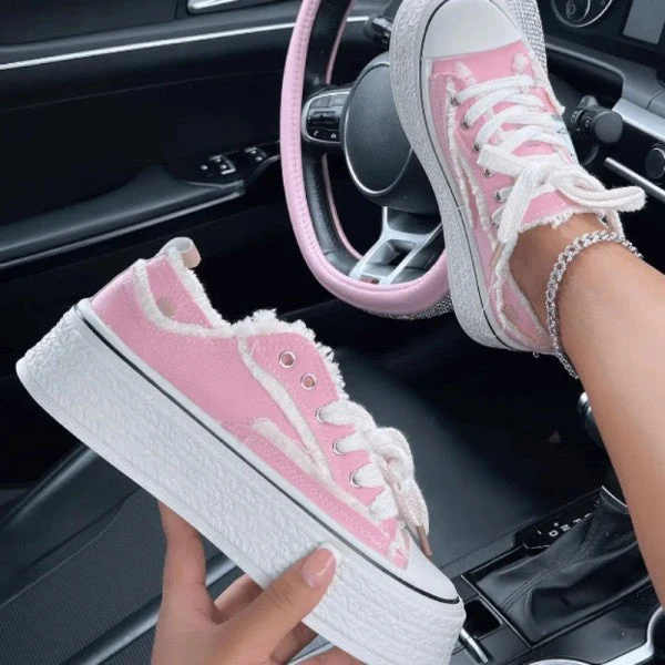 deanwangkt - Pink Casual Patchwork Frenulum Contrast Round Comfortable Out Door Shoes - Deanwangkt