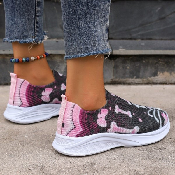 deanwangkt - Purple Casual Patchwork Printing Round Comfortable Out Door Shoes - Deanwangkt