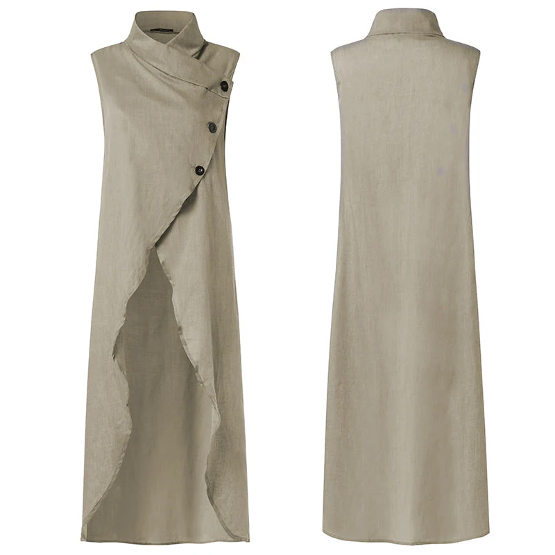 deanwangkt Celmia Women Asymmetrical Blouses  Summer Sleeveless Breathable Thin Tops Casual Chic Split Long Shirts Blusas Femmininas - Deanwangkt