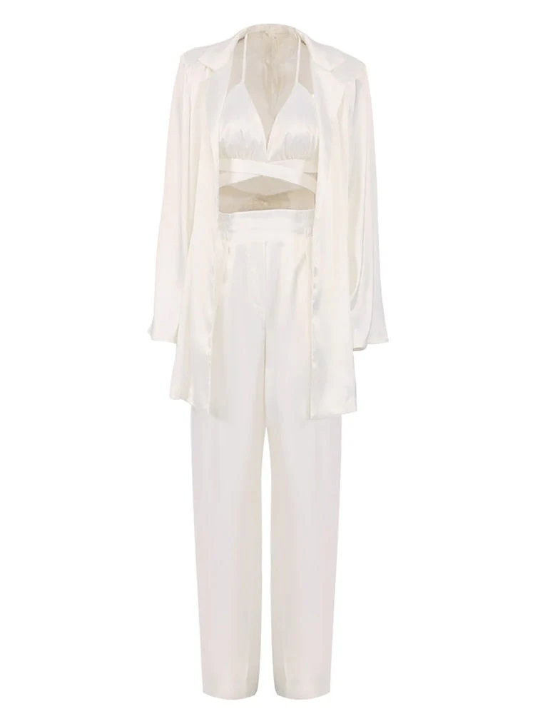 deanwangkt  Solid Ladies Pink Blazer Fashion Spring  Long Sleeve Oversized Women Blazer Coat Elegant Sashes Satin Jackets - Deanwangkt