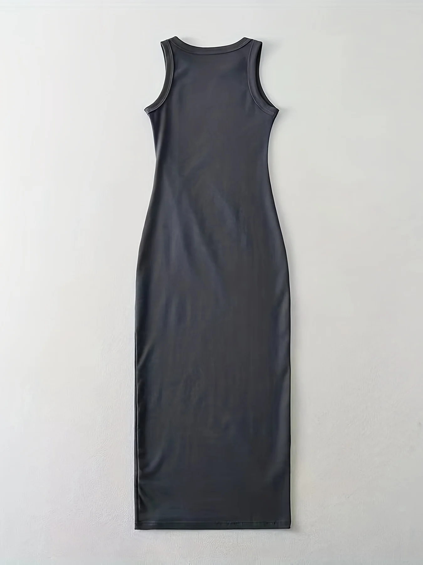 Crew Neck Tank Dress, Ribbed Slim Casual Dress, Women's Clothing - Deanwangkt