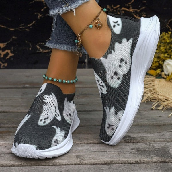deanwangkt - Black Casual Patchwork Printing Round Comfortable Out Door Shoes - Deanwangkt