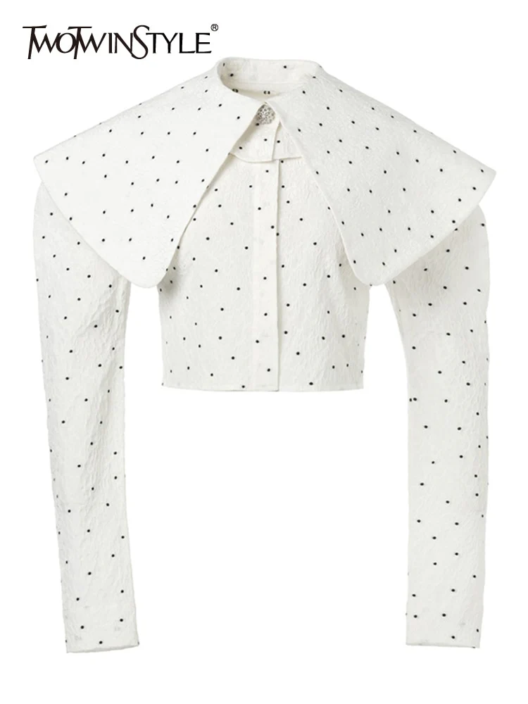 deanwangkt Straight Shirt For Women Lapel Long Sleeve Print Colorblock Button Through Blouse Female Clothing Style New Fashion - Deanwangkt