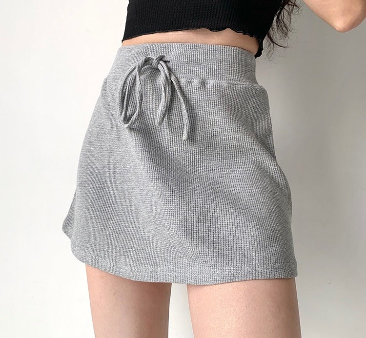 deanwangkt - Waffle Drawstring Skirt - Deanwangkt