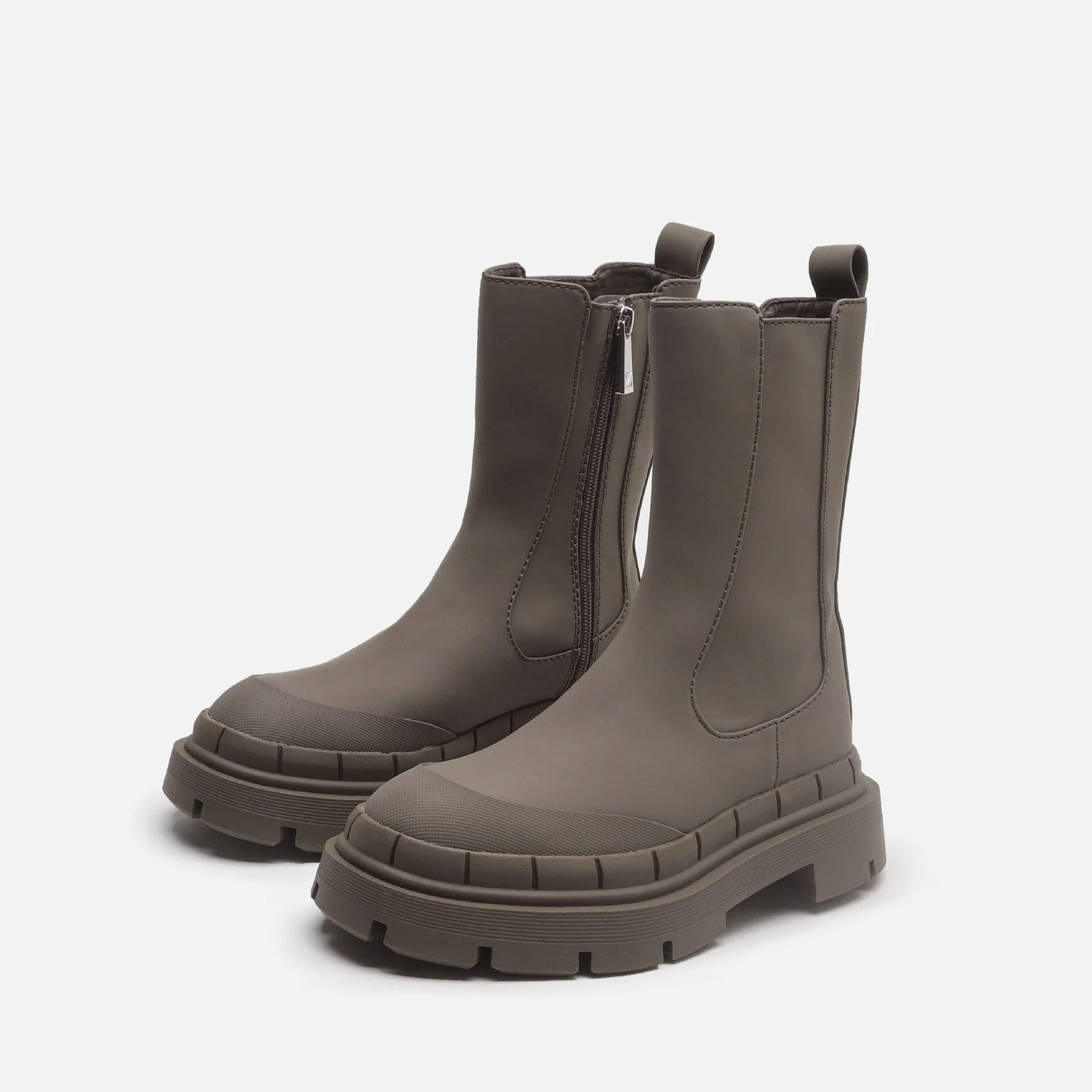 DEANWANGKT New Women's Ankle Boots Autumn Winter Chelsea Boots Pu Leather Zipper Chunky Heels Platform Fashion Ladies Shoes Long Boots - Deanwangkt