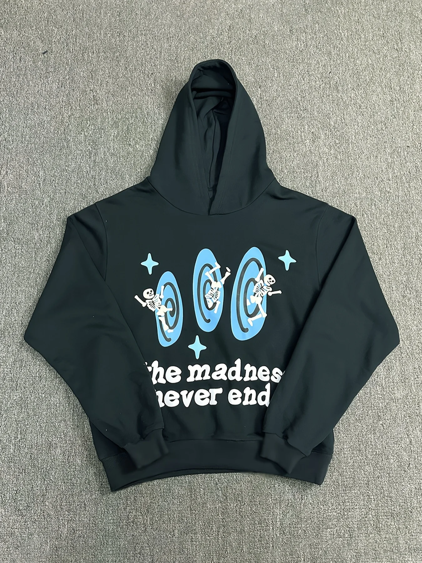 deanwangkt-1 Skull & Letter Print Loose Hoodie, Casual Long Sleeve Sweatshirt, Women's Clothing - Deanwangkt