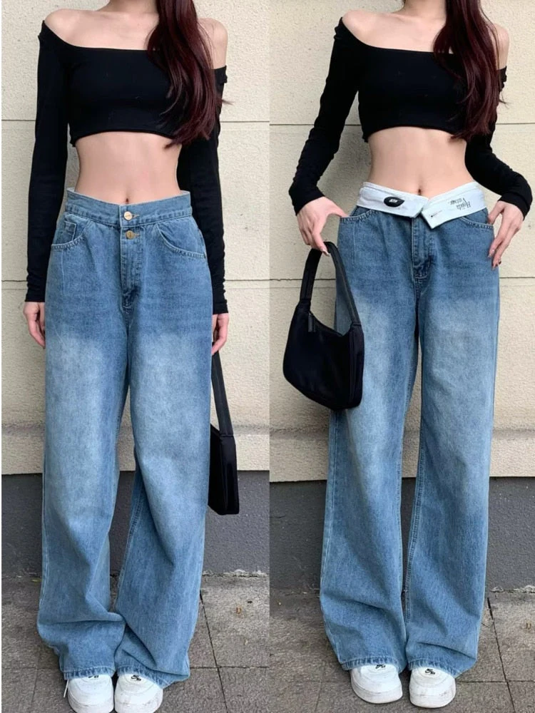 deanwangkt Autumn New Products Jeans Women Clothes For Teenagers Y2k Aesthetic Clothing Vintage Harajuku Women's Slacks Fashion Baggy Pants - Deanwangkt