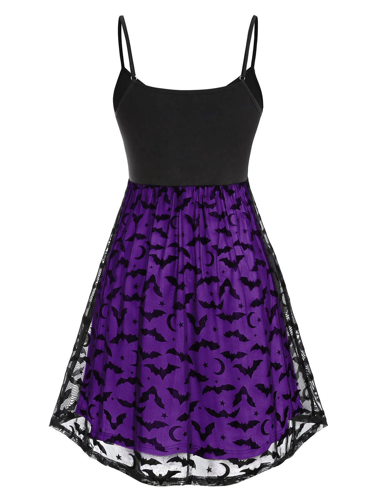 deanwangkt  Gothic Dress Plus Size Women Halloween Bat Mesh Insert Neon Dress Vestidos Femme Spaghetti Strap A-Line Sexy Party Dress - Deanwangkt