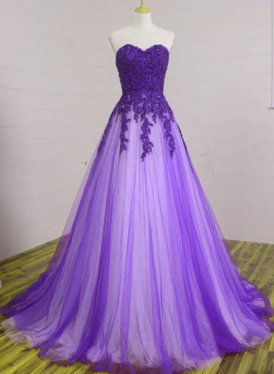 Solvbao Beautiful Sweetheart Purple Tulle Ball Gowns, Evening Gowns, Prom Dresses for Junior - Deanwangkt