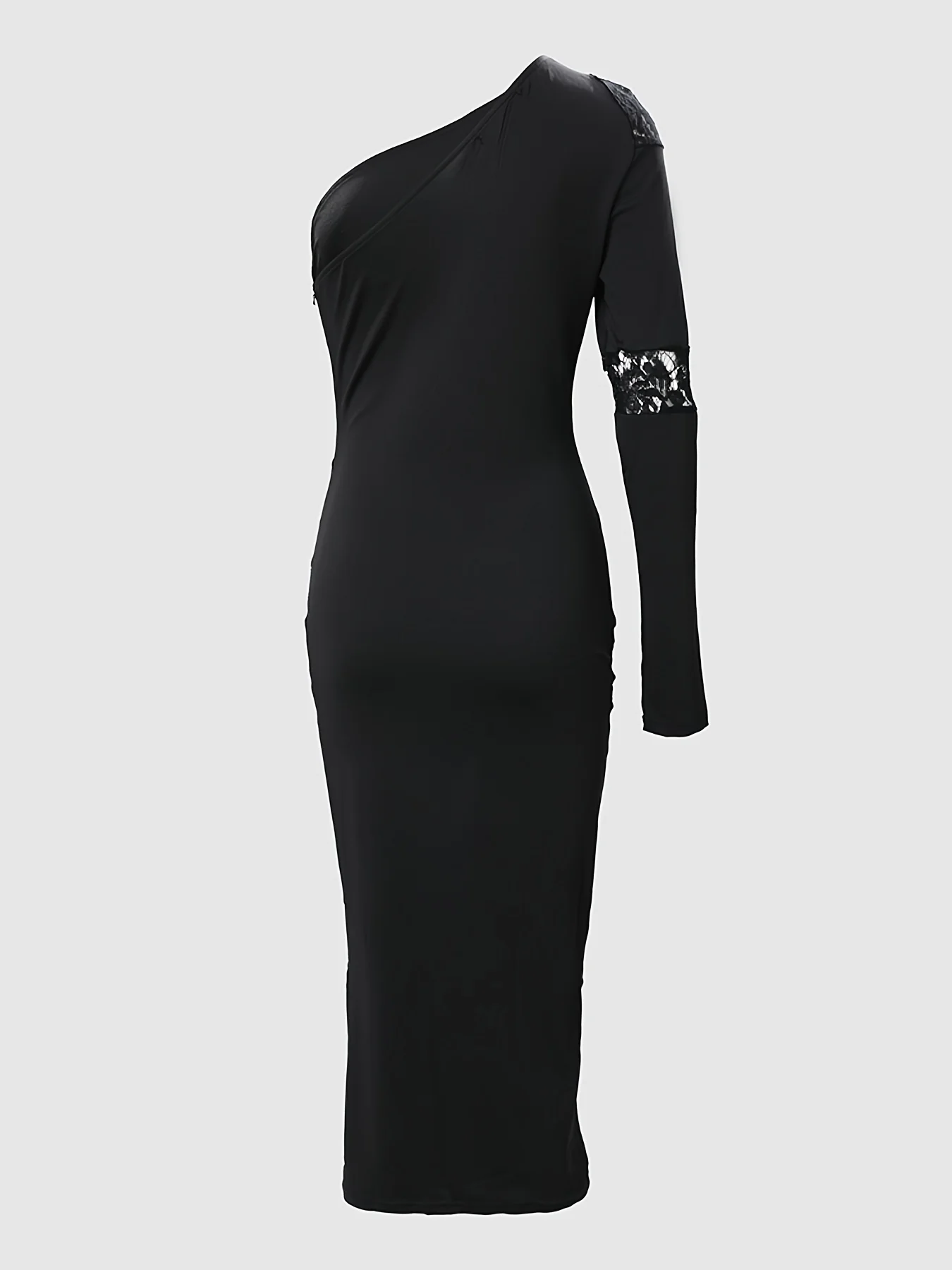 Bodycon One Shoulder Dress, Elegant Contrast Lace Asymmetrical Dress, Women's Clothing - Deanwangkt