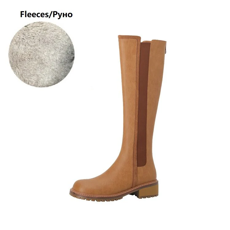 deanwangkt Autumn Boots   NEW Fall Women Shoes Round Toe Chunky Shoes Women Winter Split Leather Knight Boots Thick Heel Knee High Boots Retro Boots Women - Deanwangkt
