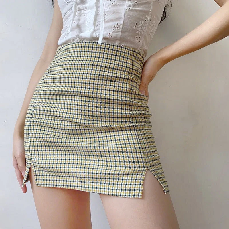 deanwangkt - Olive Check Mini Skirt - Deanwangkt