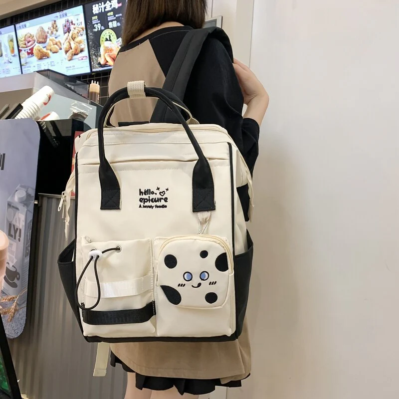 BACK TO COLLEGE  Fashion Girls Cute Backpack Sweet Kawaii Teenager Schoolbag Rucksack High School Mochila Bookbag Nylon Shoulder Bag - Deanwangkt