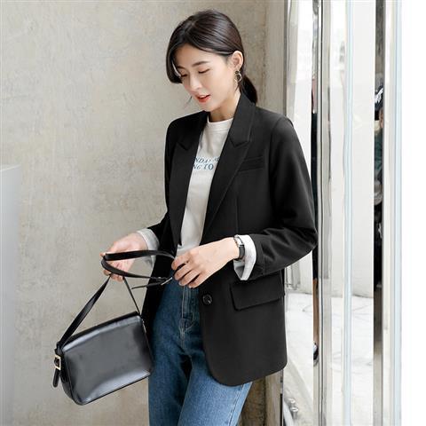 deanwangkt Peonfly New  Autumn Fashion Blazer Jacket Women Casual Korean Pockets Long Sleeve Coat Office Ladies Solid Loose Blazer - Deanwangkt