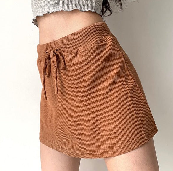 deanwangkt - Waffle Drawstring Skirt - Deanwangkt